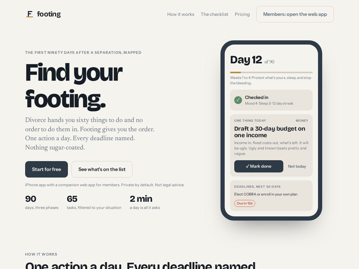 Landing-page snapshot of joinfooting.com
