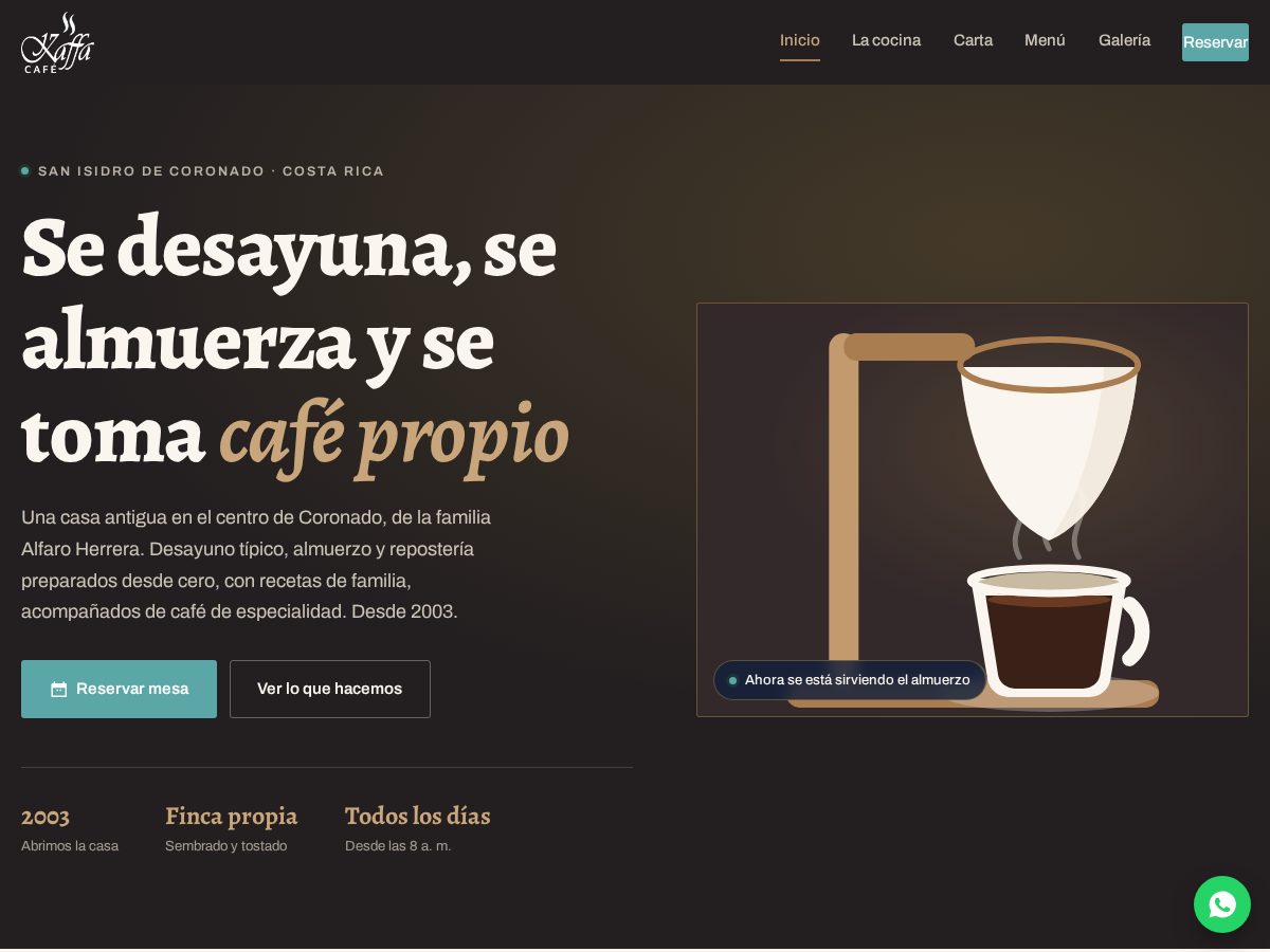 Landing-page snapshot of kaffacafecr.com