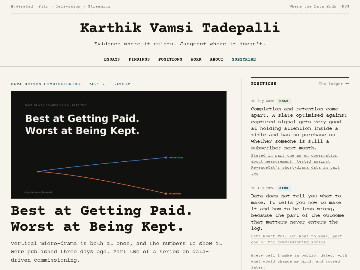 Landing-page snapshot of karthikvamsi.com