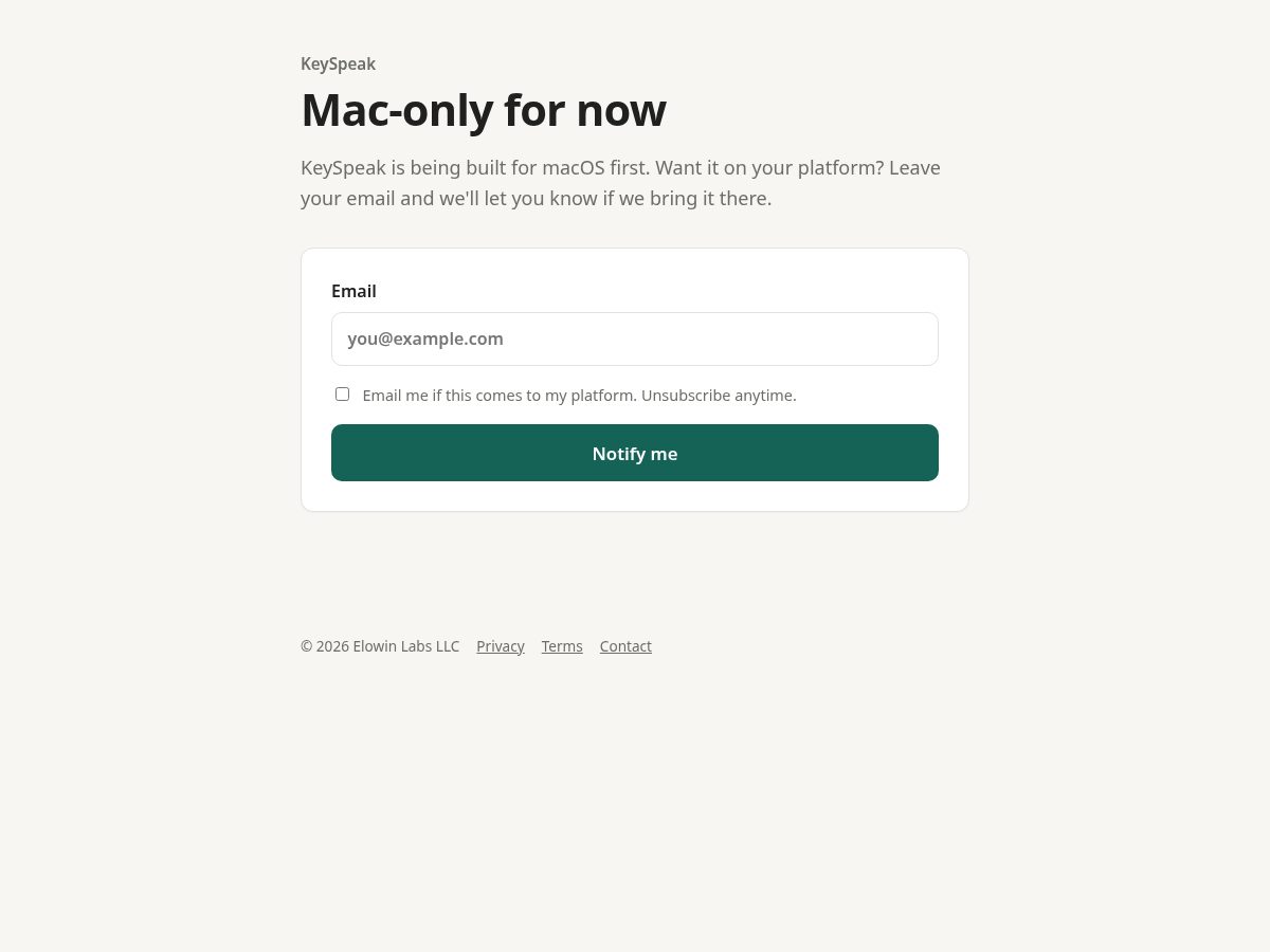 Landing-page snapshot of keyspeak.app