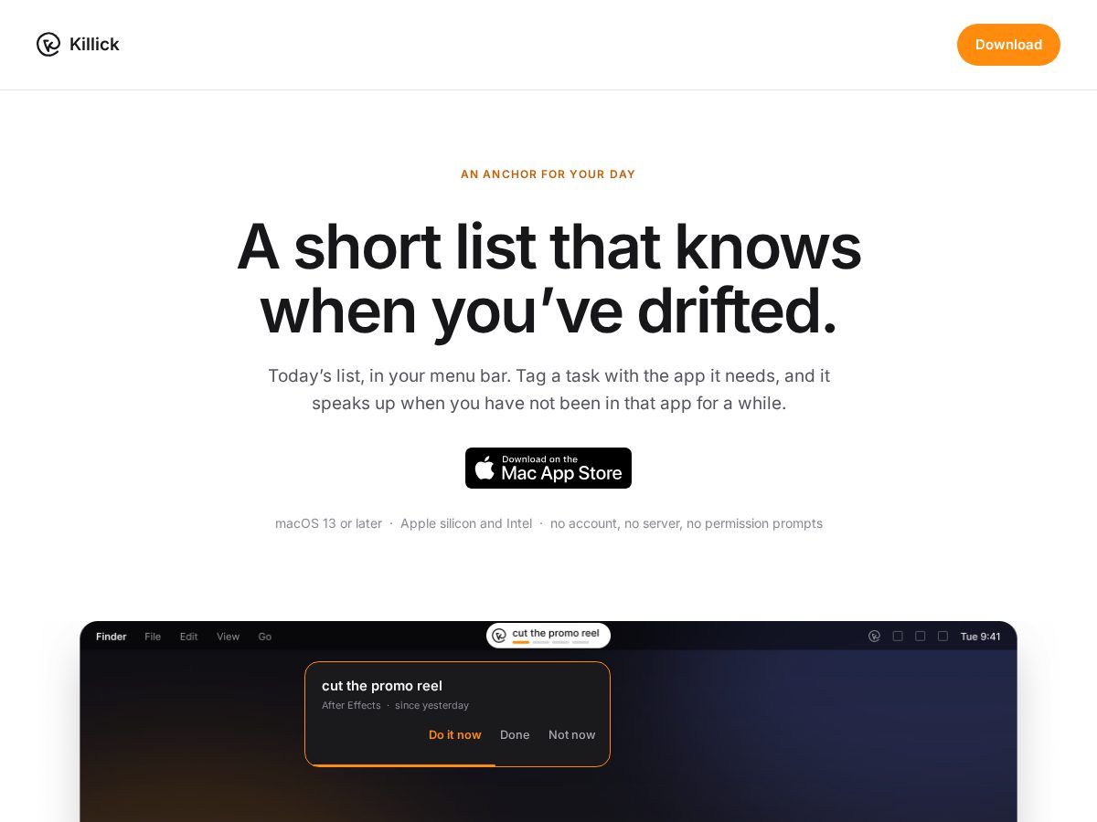 Landing-page snapshot of killick.day