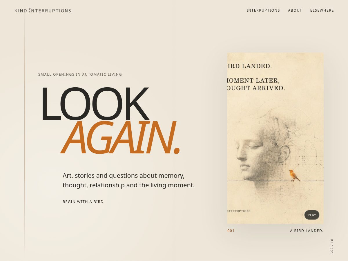 Landing-page snapshot of kindinterruptions.com
