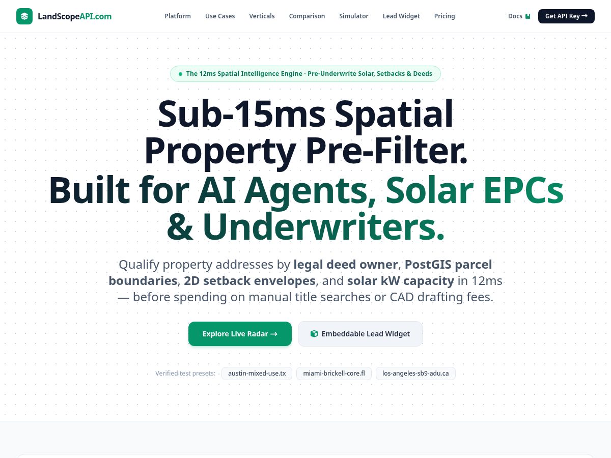 Landing-page snapshot of landscopeapi.com