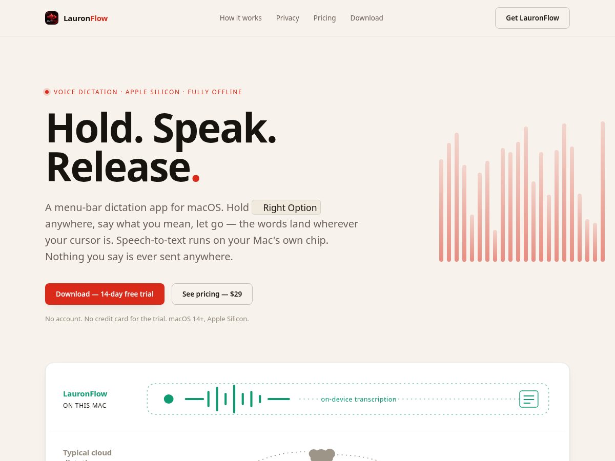 Landing-page snapshot of lauronflow.app