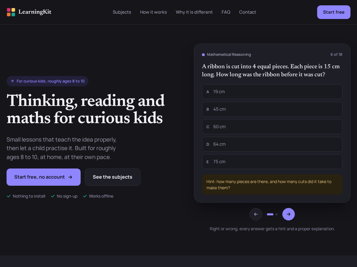 Landing-page snapshot of learningkit.app
