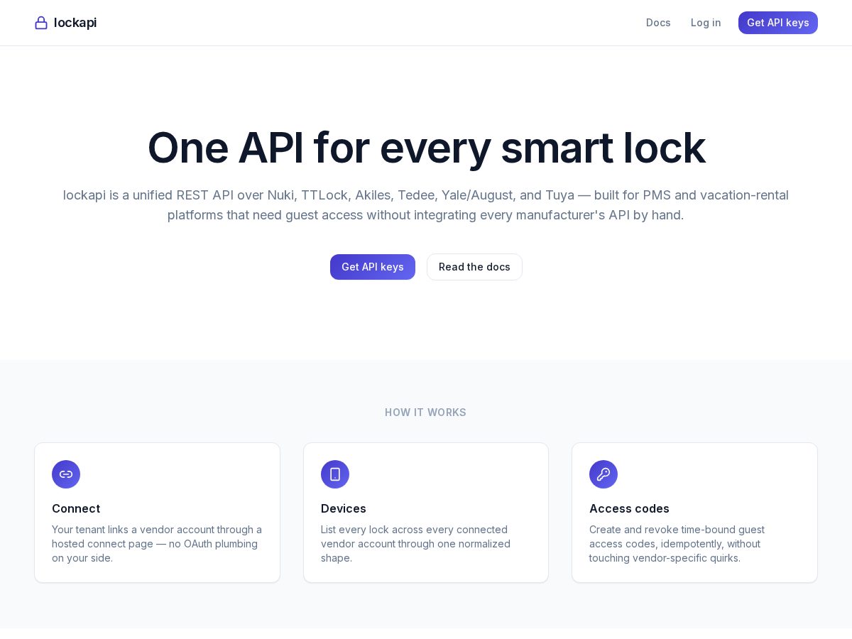 Landing-page snapshot of lockapi.dev