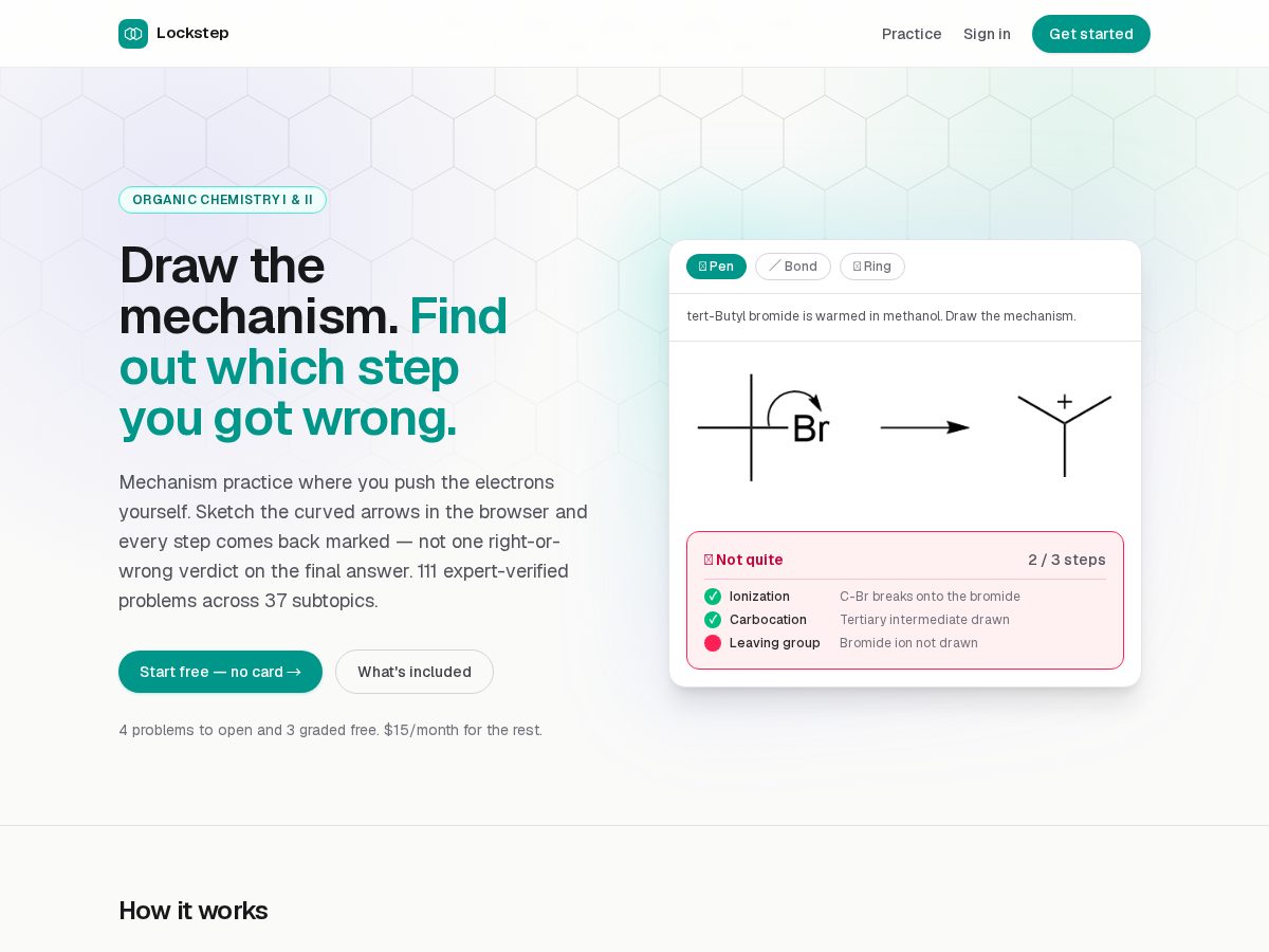 Landing-page snapshot of lockstepchemistry.com