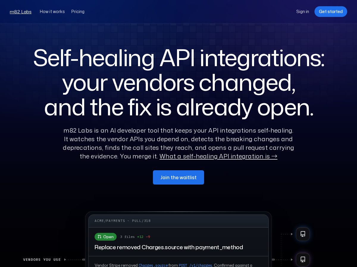 Landing-page snapshot of m82labs.dev