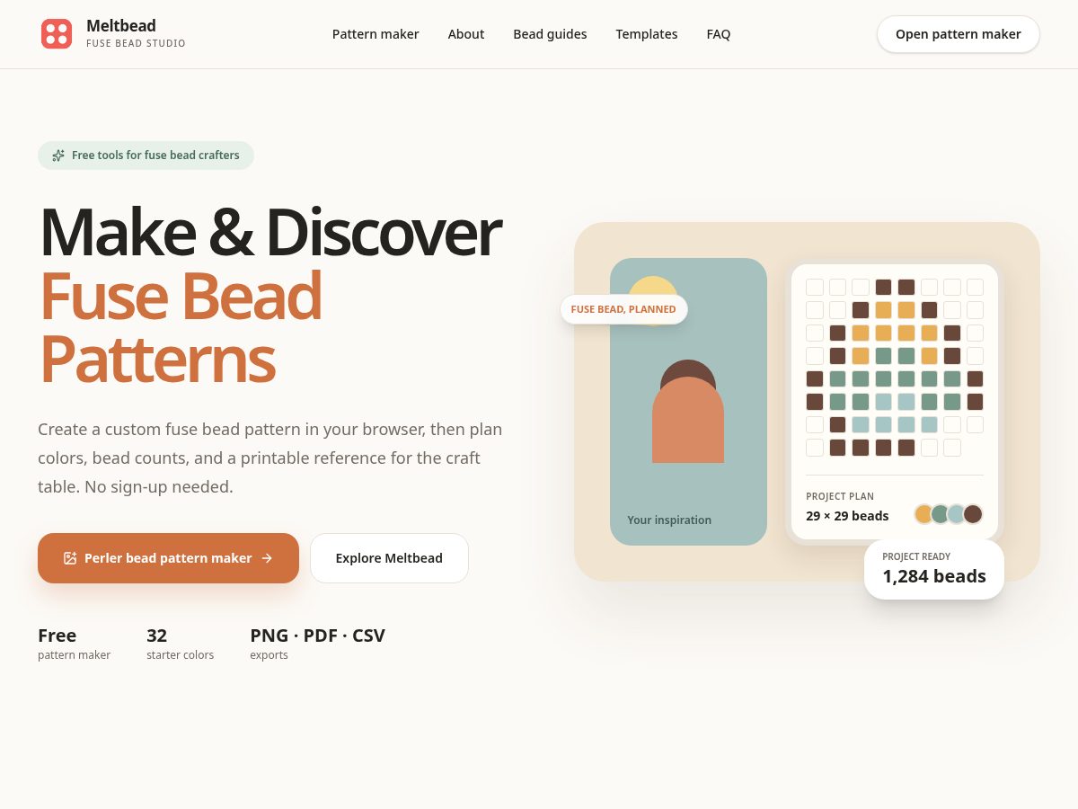 Landing-page snapshot of meltbead.com