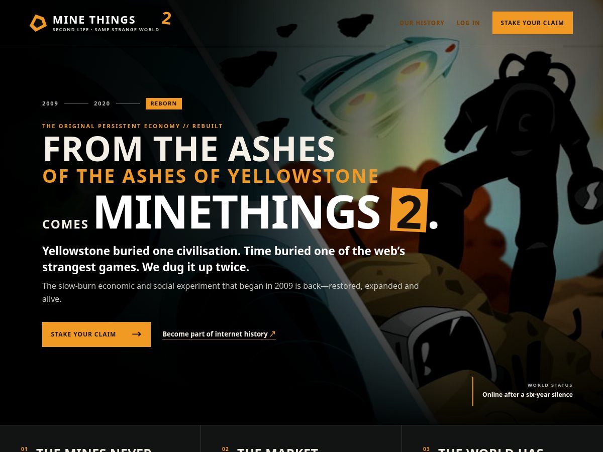 Landing-page snapshot of minethings2.com