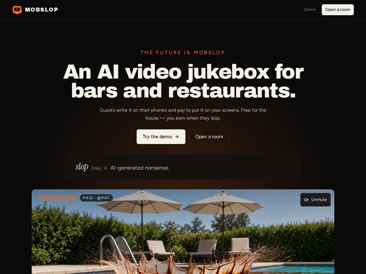 Landing-page snapshot of mobslop.com