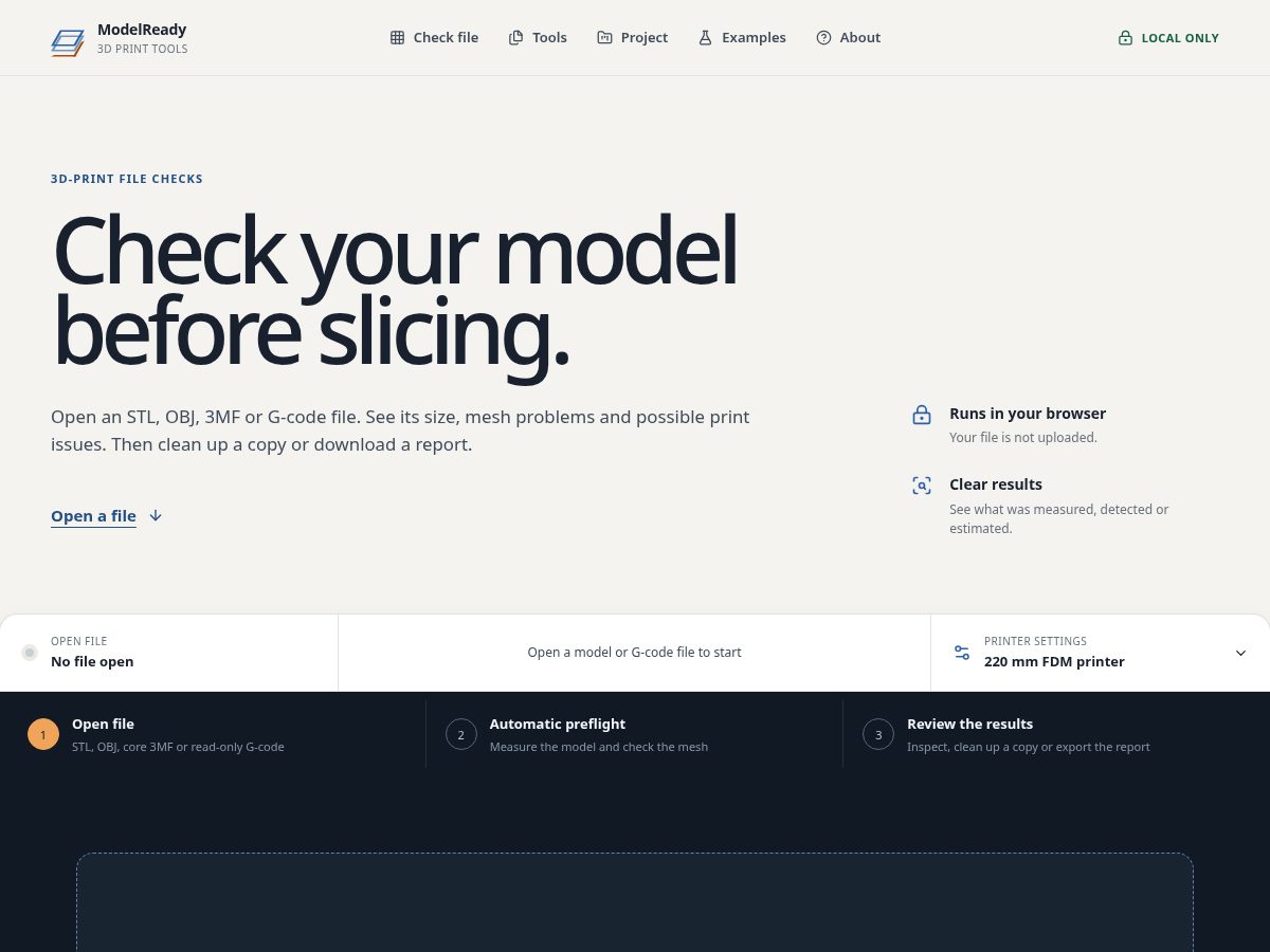 Landing-page snapshot of modelready.fyi