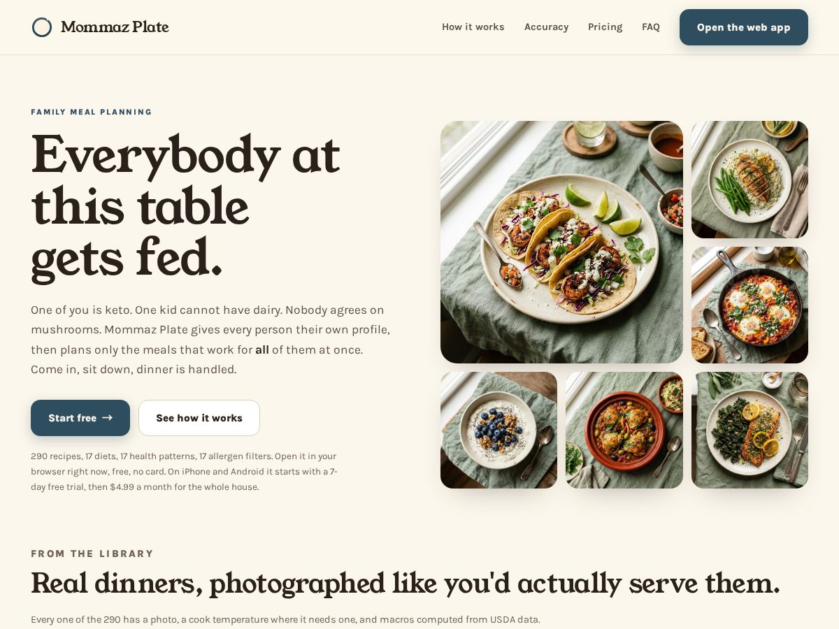 Landing-page snapshot of mommazplate.com