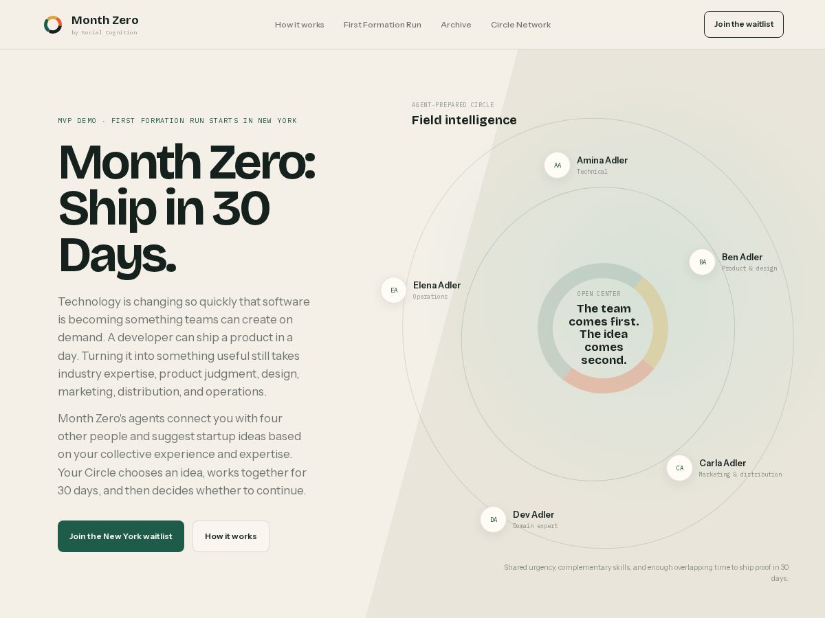 Landing-page snapshot of monthzero.dev