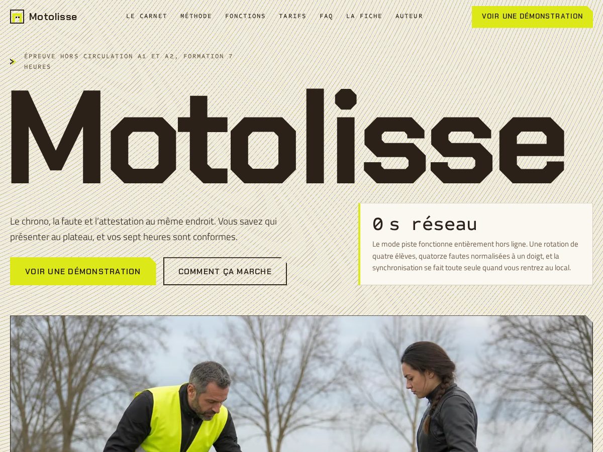 Landing-page snapshot of motolisse.com