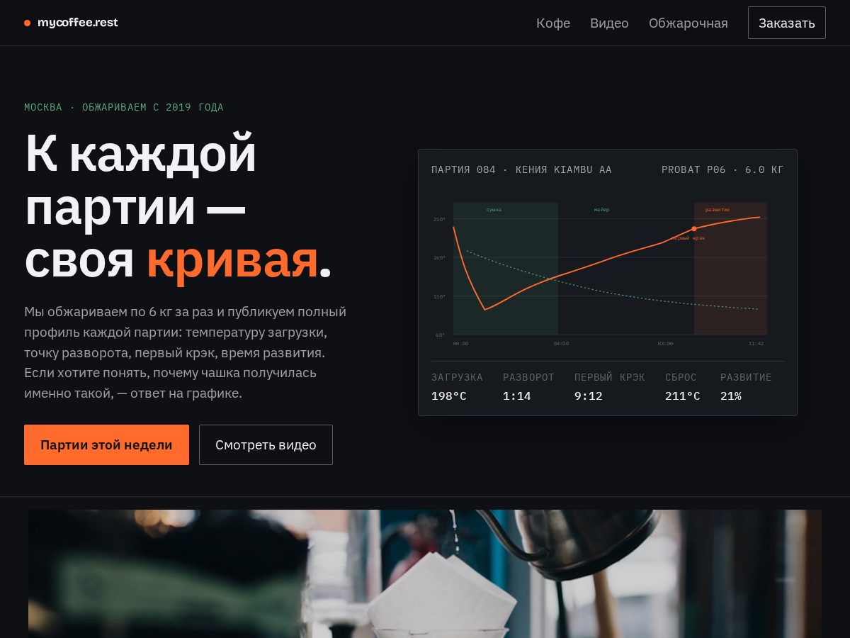 Landing-page snapshot of mycoffee.rest