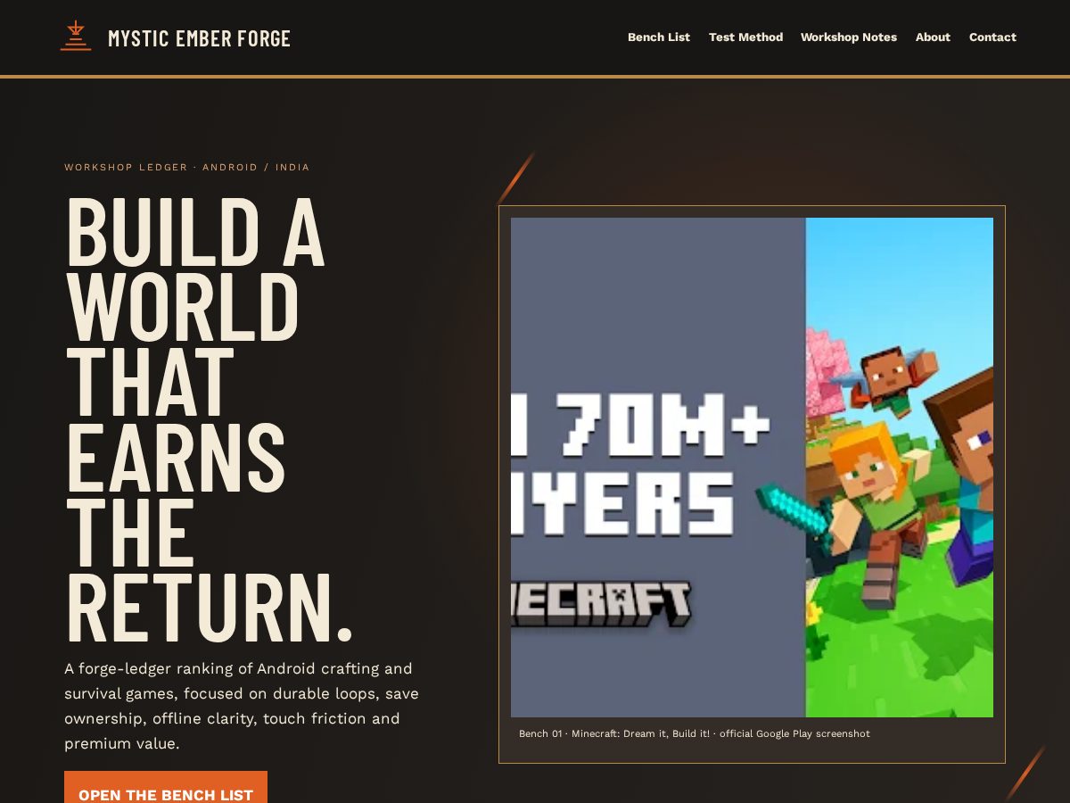 Landing-page snapshot of mysticemberforge.com