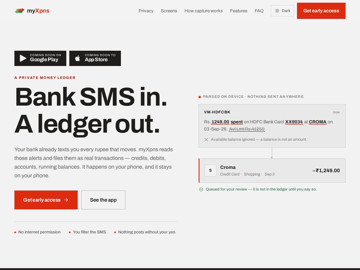Landing-page snapshot of myxpns.com
