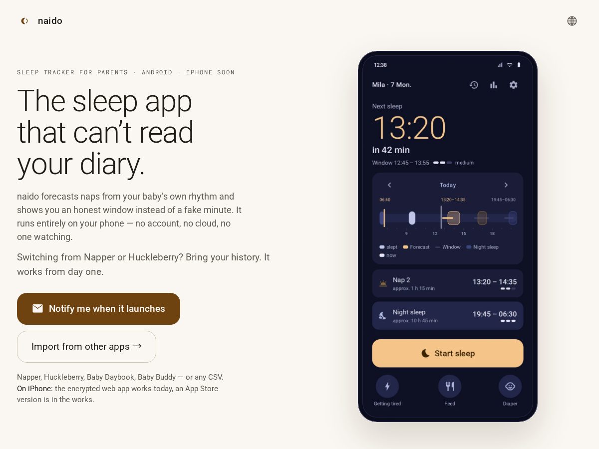 Landing-page snapshot of naido.app