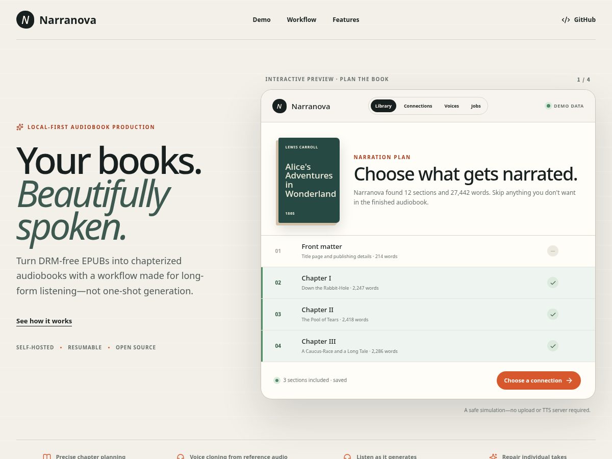 Landing-page snapshot of narranova.app