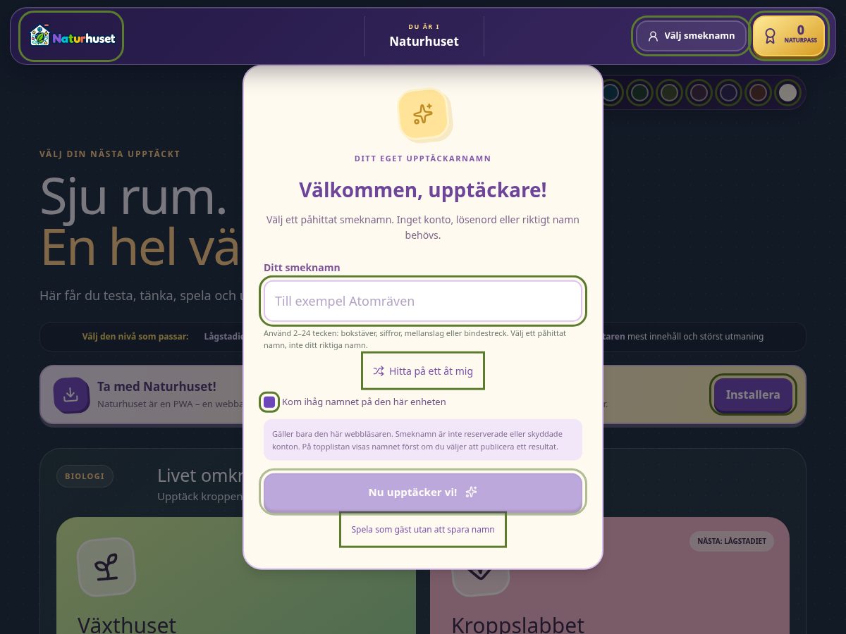 Landing-page snapshot of naturhuset.com