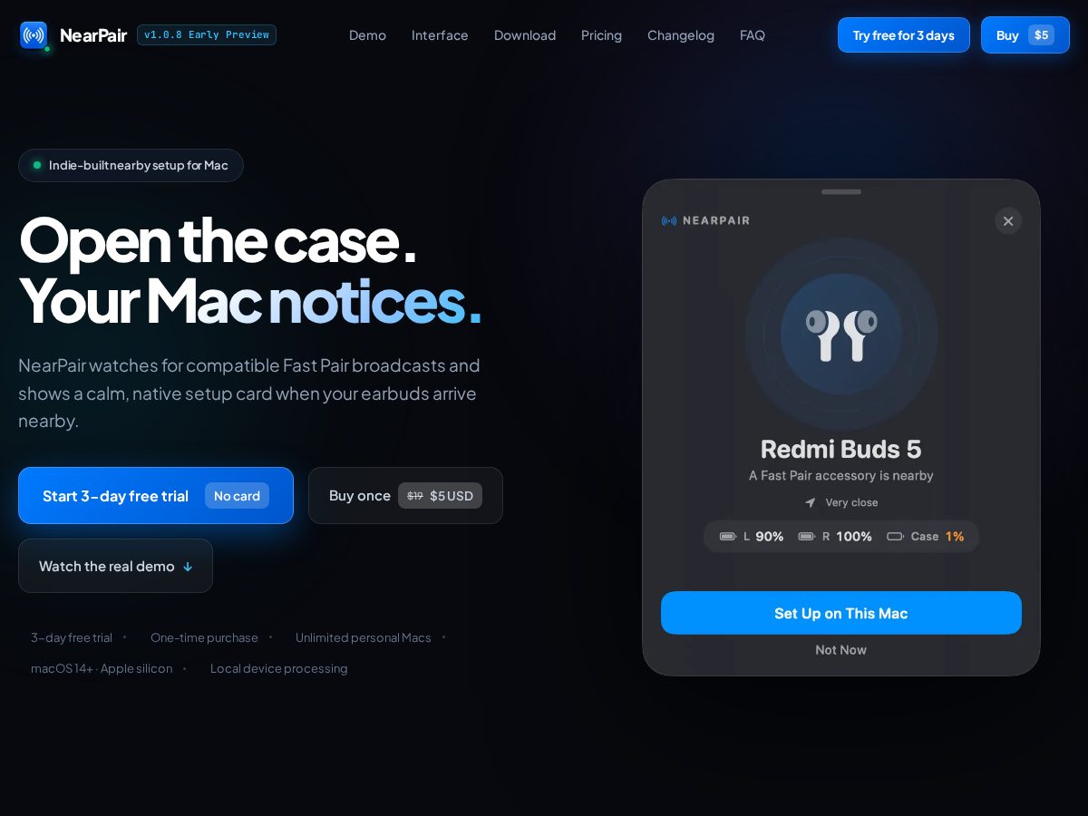 Landing-page snapshot of nearpair.app