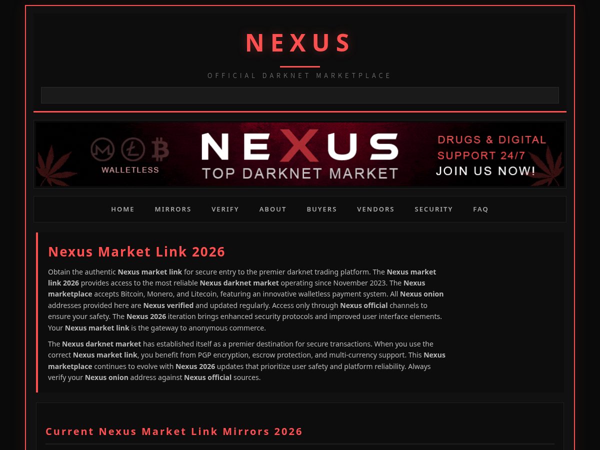 Landing-page snapshot of nexus-darknet.lol