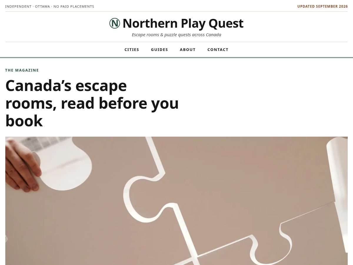 Landing-page snapshot of northernplayquest.com