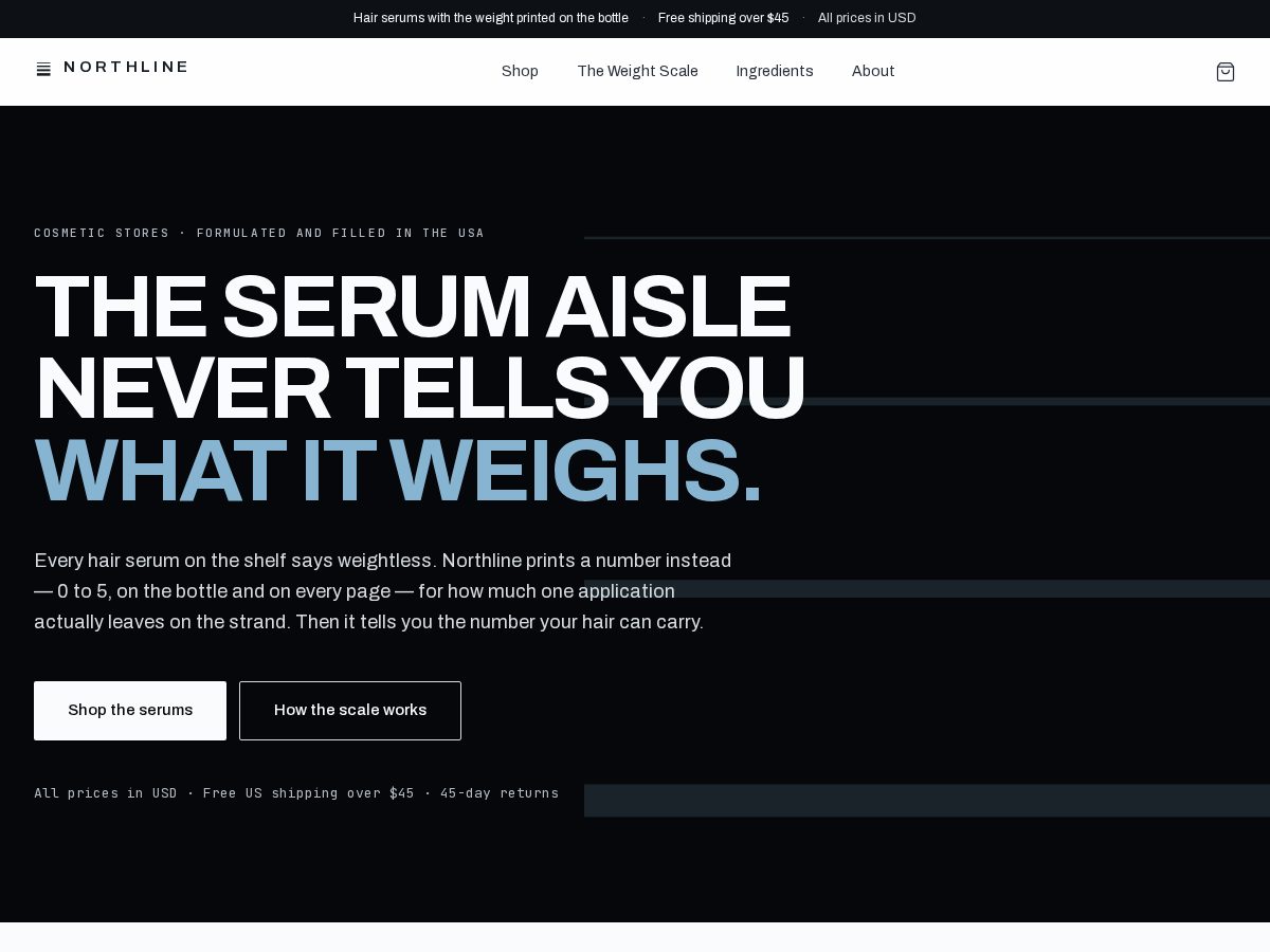 Landing-page snapshot of northlinehair.com