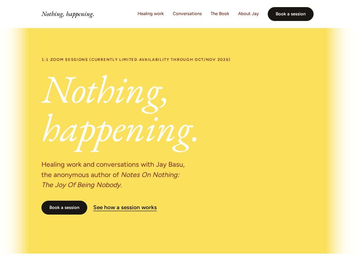 Landing-page snapshot of nothing-happening.com