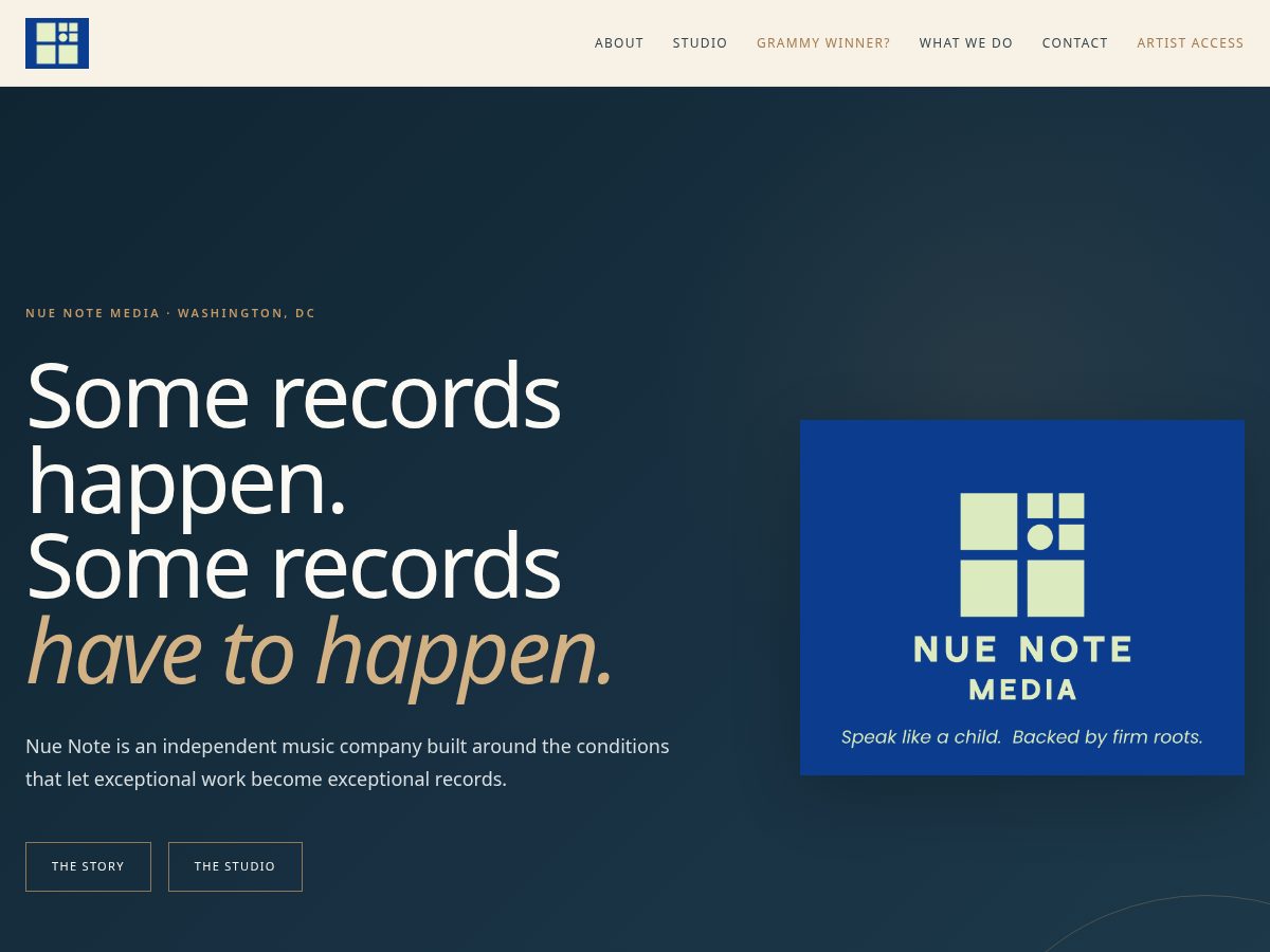 Landing-page snapshot of nuenoterecords.com