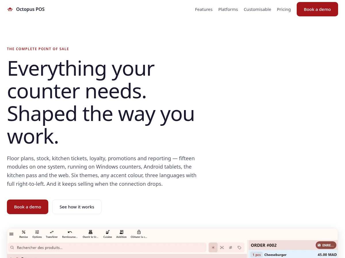 Landing-page snapshot of octopus-pos.com