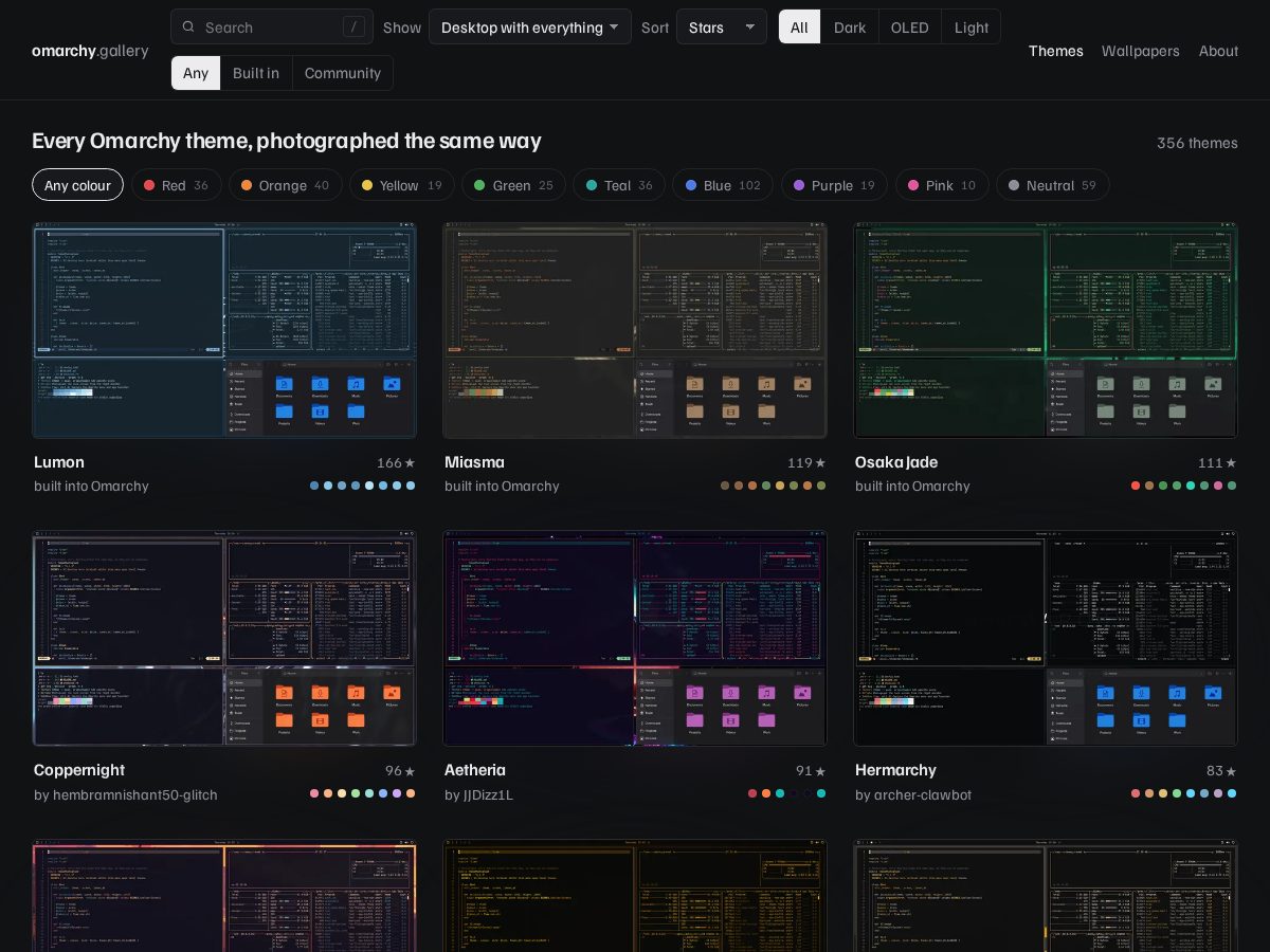 Landing-page snapshot of omarchy.gallery