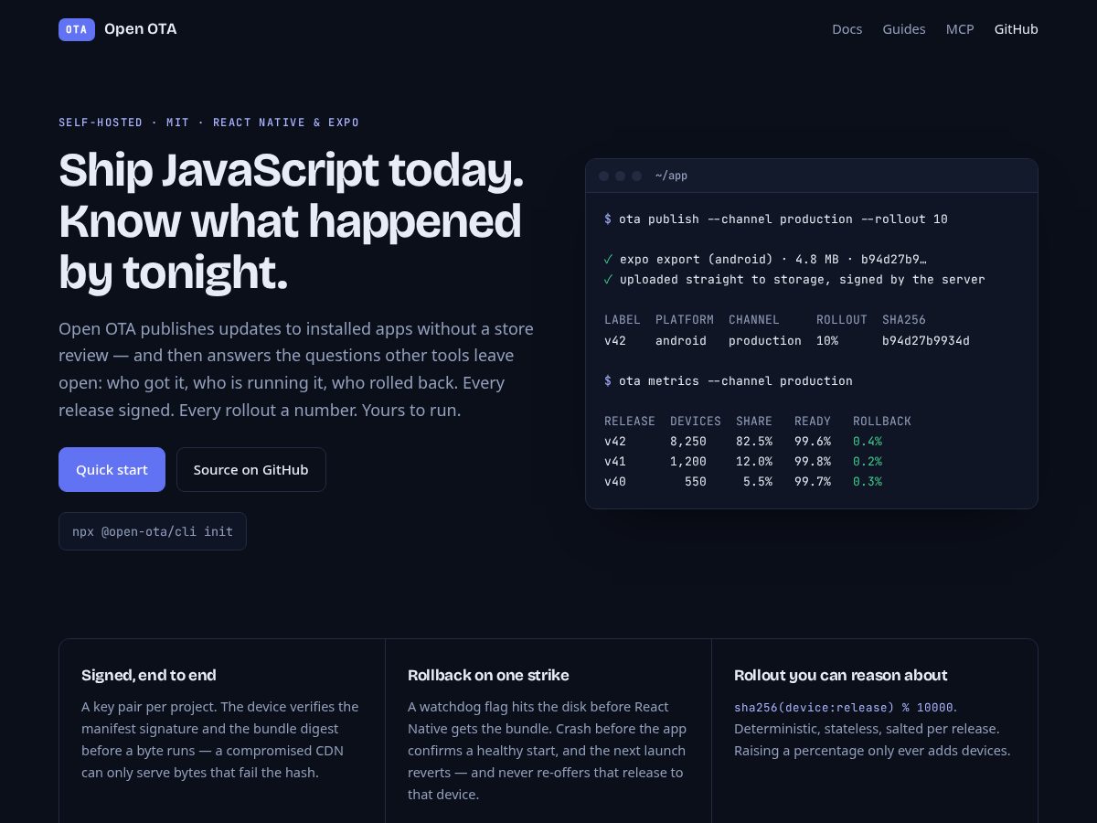 Landing-page snapshot of open-ota.dev