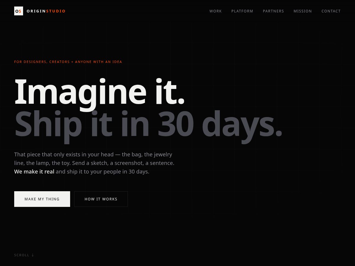 Landing-page snapshot of originstudio.xyz