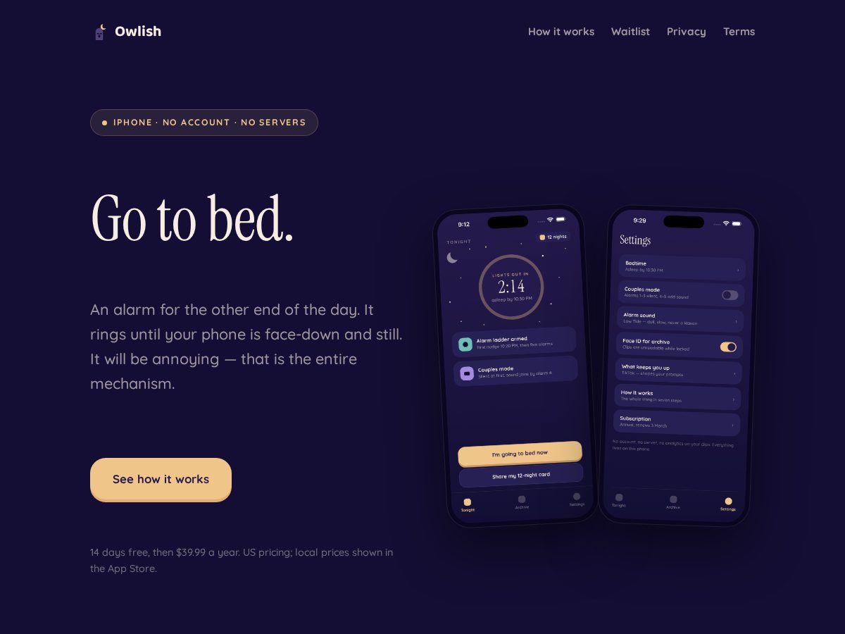 Landing-page snapshot of owlishapp.com