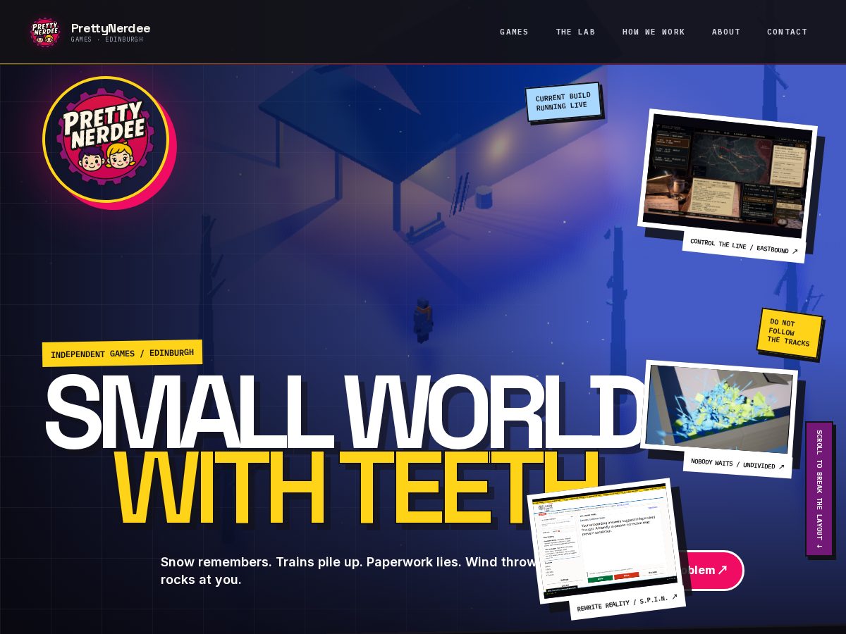 Landing-page snapshot of prettynerdee.com