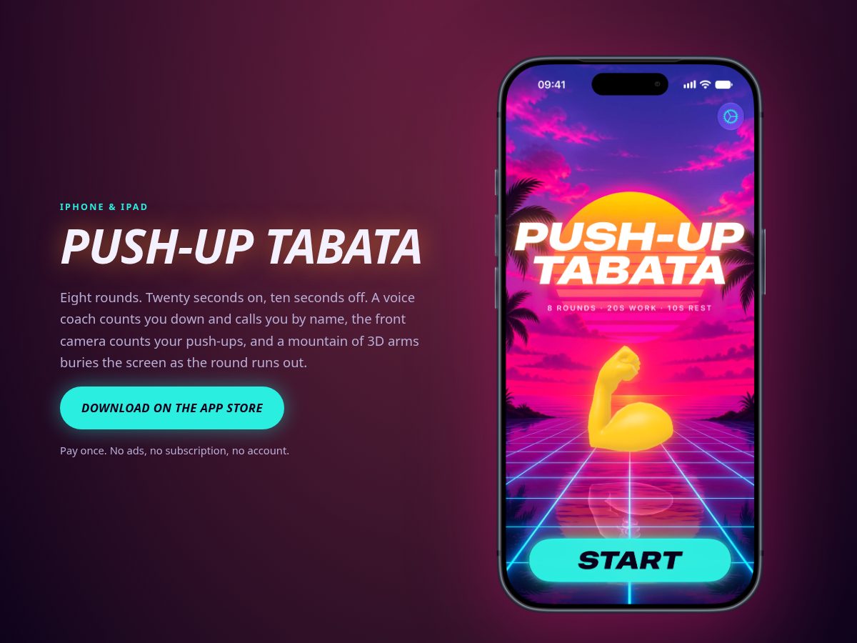 Landing-page snapshot of pushuptabata.com