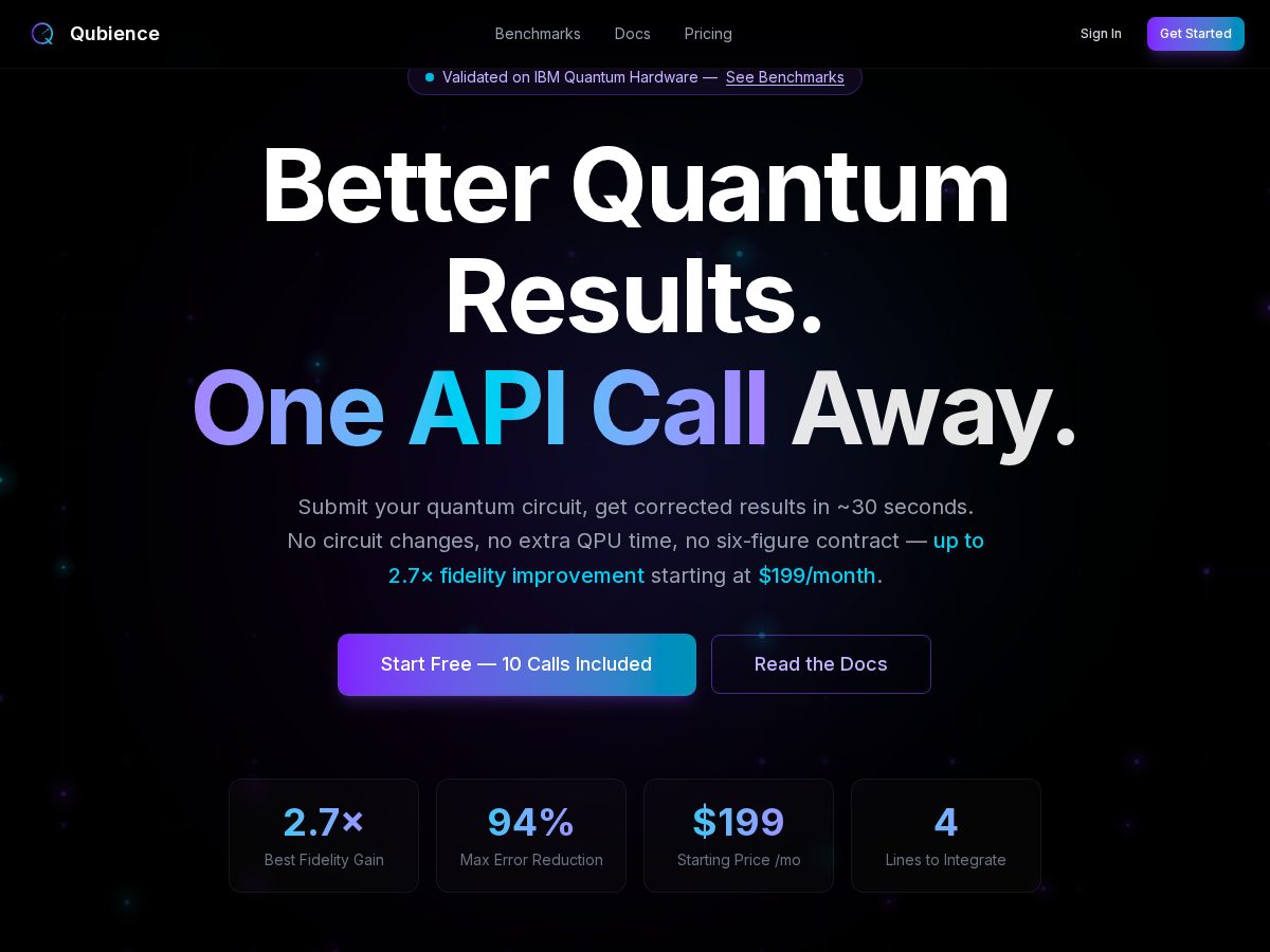 Landing-page snapshot of qubience.com