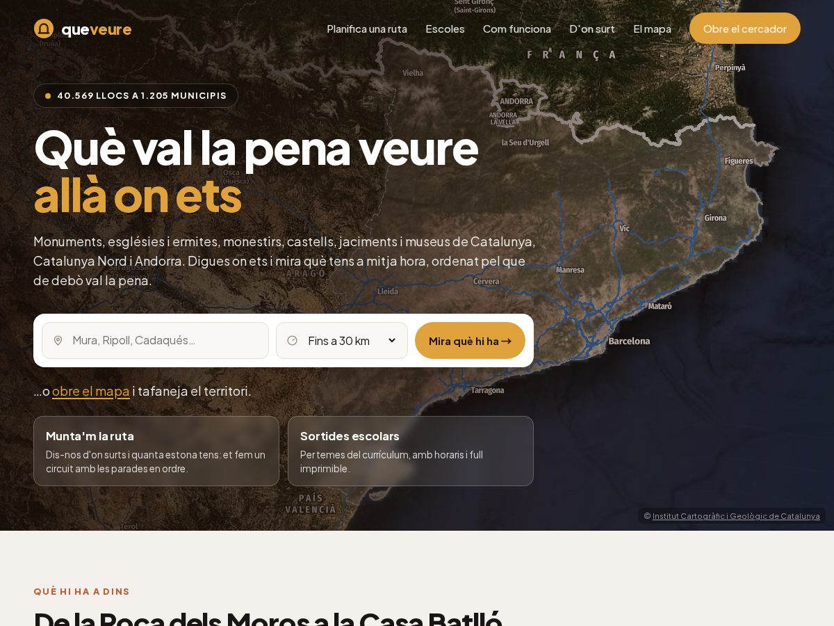Landing-page snapshot of queveure.cat