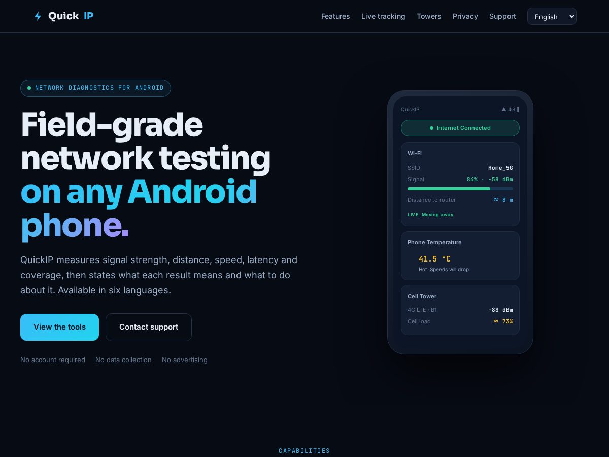 Landing-page snapshot of quick-ip.com