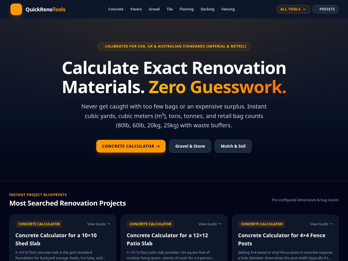 Landing-page snapshot of quickrenotools.com