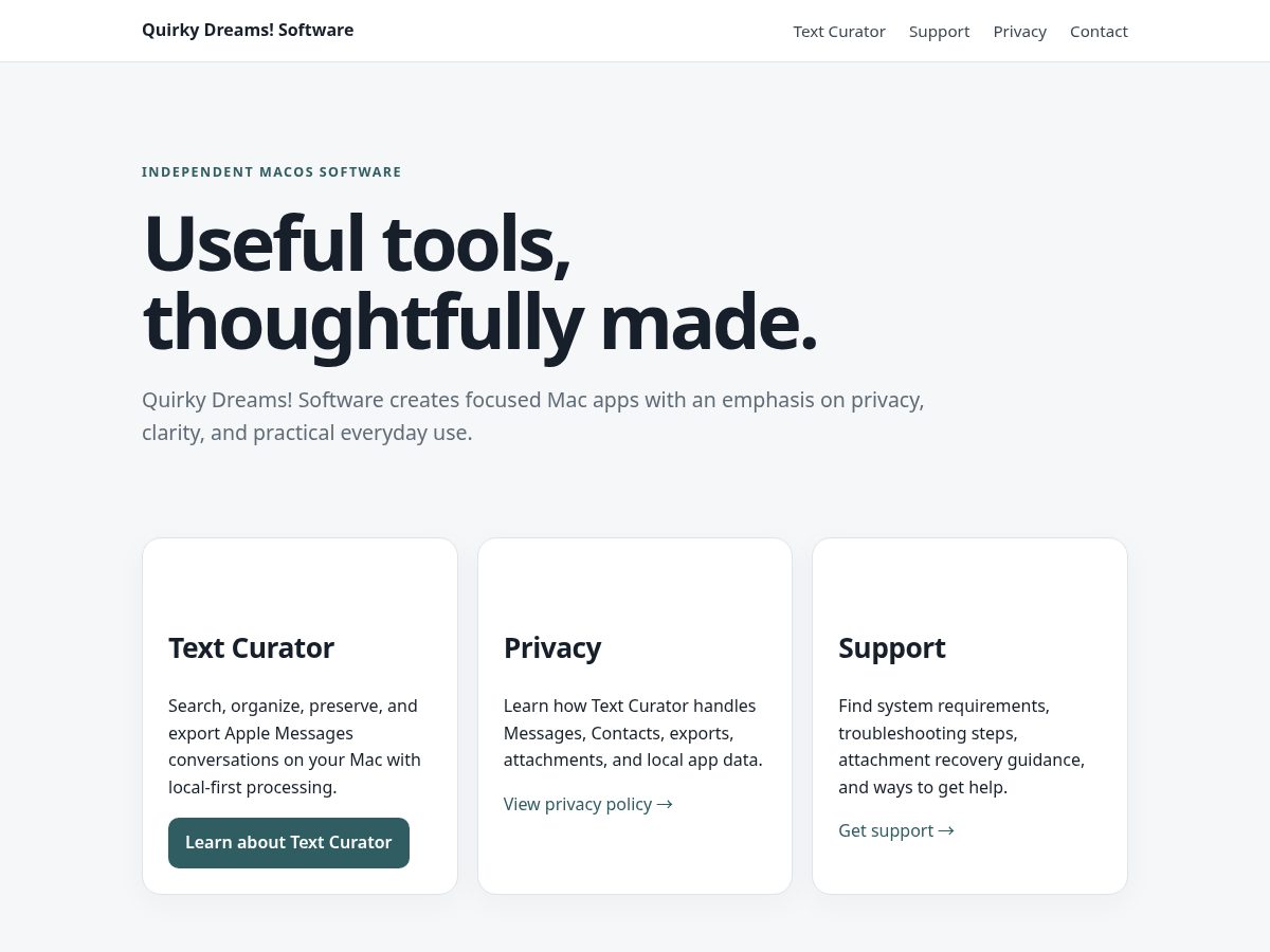 Landing-page snapshot of quirkydreams.com