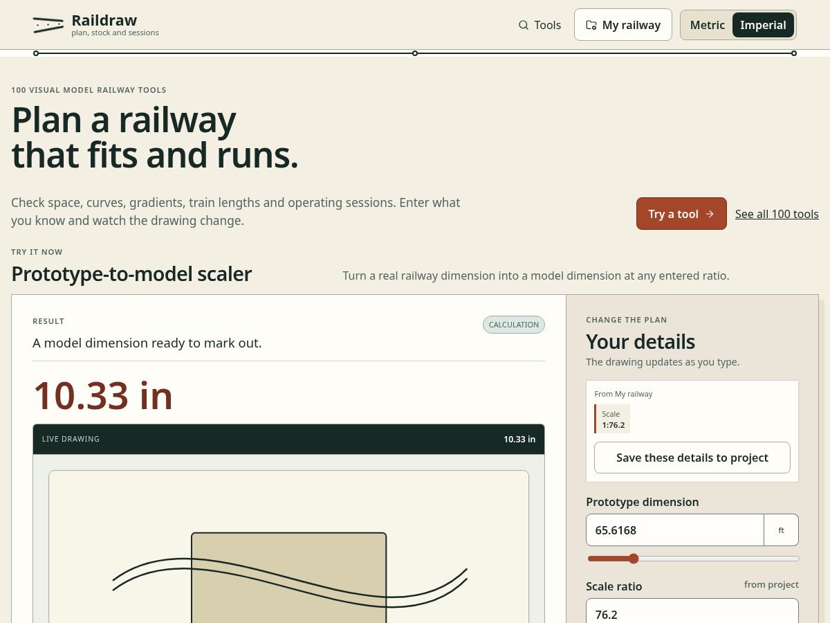 Landing-page snapshot of raildraw.fyi