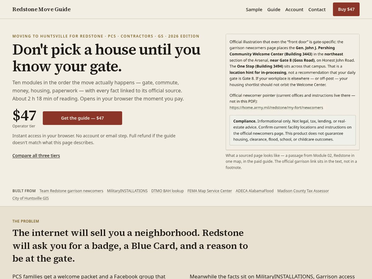 Landing-page snapshot of redstonemoveguide.com