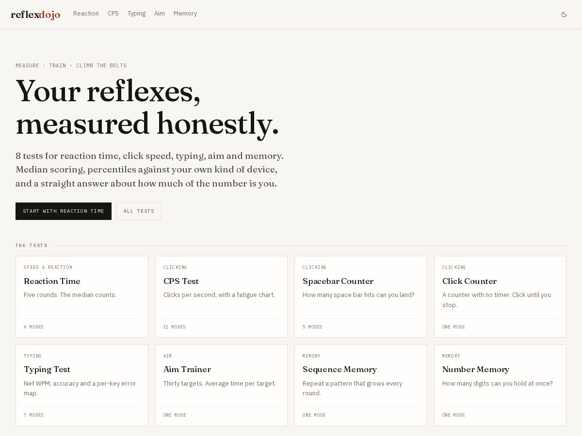 Landing-page snapshot of reflexdojo.com
