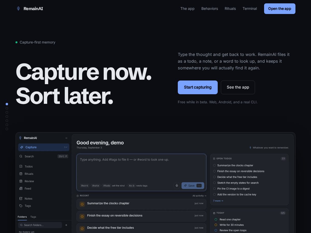 Landing-page snapshot of remainai.org