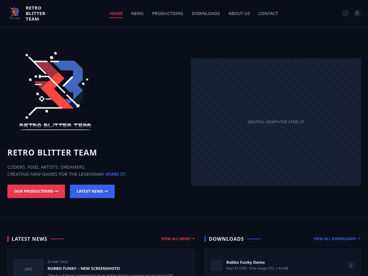 Landing-page snapshot of retroblitterteam.com