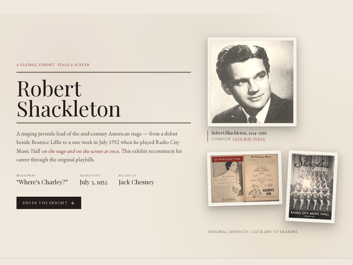 Landing-page snapshot of robertshackletonhistory.com