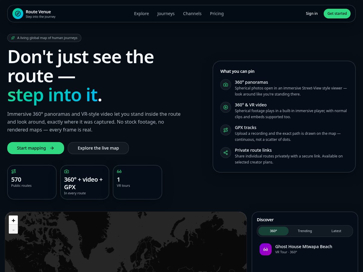 Landing-page snapshot of routevenue.dev